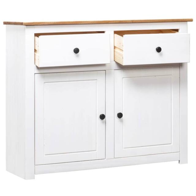 Berkfield Home Sideboard White 93x40x80 cm Solid Pinewood Panama Range - Size: 93 x 40 x 80 cm - image 1