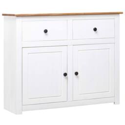 Berkfield Home Sideboard White 93x40x80 cm Solid Pinewood Panama Range - Size: 93 x 40 x 80 cm - thumbnail 2