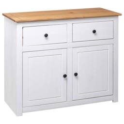 Berkfield Home Sideboard White 93x40x80 cm Solid Pinewood Panama Range - Size: 93 x 40 x 80 cm - thumbnail 4