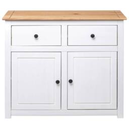 Berkfield Home Sideboard White 93x40x80 cm Solid Pinewood Panama Range - Size: 93 x 40 x 80 cm - thumbnail 5