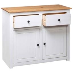Berkfield Home Sideboard White 93x40x80 cm Solid Pinewood Panama Range - Size: 93 x 40 x 80 cm - thumbnail 6