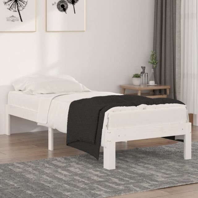 Berkfield Home Bed Frame White Solid Wood 75x190 cm Small Single - image 1