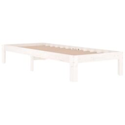 Berkfield Home Bed Frame White Solid Wood 75x190 cm Small Single - thumbnail 3