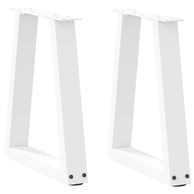 Berkfield Home Dining Table Legs V-Shape 2 pcs White 28x(42-43.3) cm Steel - image 1