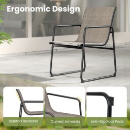 Costway 3 Piece Patio Bistro Set Outdoor Furniture Set for Small Space in Brown - thumbnail 6