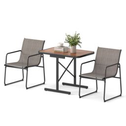 Costway 3 Piece Patio Bistro Set Outdoor Furniture Set for Small Space in Brown - thumbnail 8