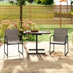 Costway 3 Piece Patio Bistro Set Outdoor Furniture Set for Small Space in Brown - thumbnail 2