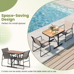 Costway 3 Piece Patio Bistro Set Outdoor Furniture Set for Small Space in Brown - thumbnail 3