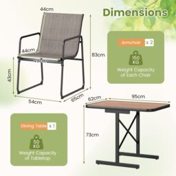 Costway 3 Piece Patio Bistro Set Outdoor Furniture Set for Small Space in Brown - thumbnail 7