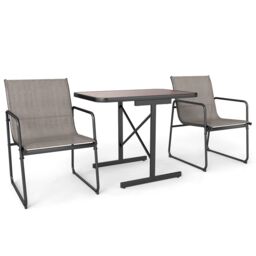 Costway 3 Piece Patio Bistro Set Outdoor Furniture Set for Small Space in Brown