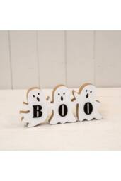 KDMD Wooden Triple Ghost 'BOO' Sign in White - thumbnail 1