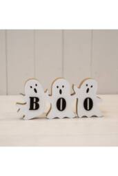 KDMD Wooden Triple Ghost 'BOO' Sign in White - thumbnail 2