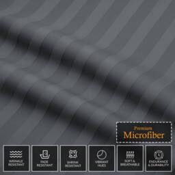 Grace Embossed Satin Stripe Duvet Cover Sets Ultrasoft Quilt Cover in Grey - Size: Super King - thumbnail 7