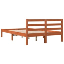 Berkfield Home Bed Frame without Mattress Wax Brown 150x200 cm King Size Solid Wood Pine - thumbnail 6