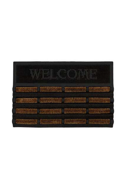 JVL Nimbus Rubber Coir Scraper Tuffscrape Doormat 40x60cm Welcome in Natural - Size: 40 cm x 60 cm - image 1