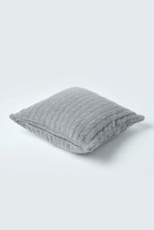 Homescapes Cotton Cable Knit Cushion Cover, 45 x 45 cm in Grey - Size: 45 cm x 45 cm - thumbnail 3
