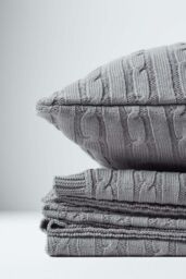 Homescapes Cotton Cable Knit Cushion Cover, 45 x 45 cm in Grey - Size: 45 cm x 45 cm - thumbnail 5