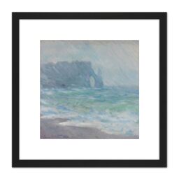 Artery8 Claude Monet Regnvaer Etretat Painting 8X8 Inch Square Wooden Framed Wall Art Print Picture with Mount in Black - thumbnail 1