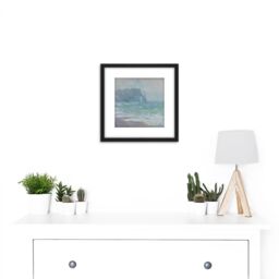 Artery8 Claude Monet Regnvaer Etretat Painting 8X8 Inch Square Wooden Framed Wall Art Print Picture with Mount in Black - thumbnail 2