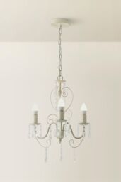 ValueLights Lille Distressed Pair of 3 Way White Ceiling Light Chandeliers - thumbnail 4