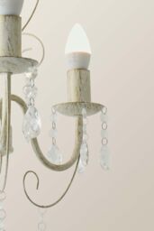 ValueLights Lille Distressed Pair of 3 Way White Ceiling Light Chandeliers - thumbnail 5