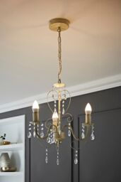 ValueLights Lille Distressed Pair of 3 Way White Ceiling Light Chandeliers - thumbnail 2