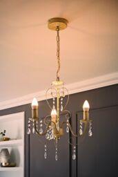 ValueLights Lille Distressed Pair of 3 Way White Ceiling Light Chandeliers - thumbnail 3