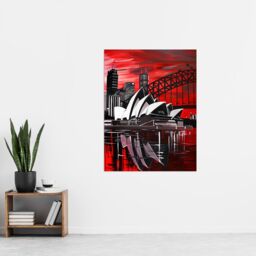 "Artery8 Sydney Opera House Dramatic Red Black NSW Wall Art Print - Size: W12"" x H16""" - thumbnail 4