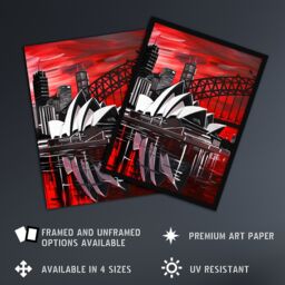 "Artery8 Sydney Opera House Dramatic Red Black NSW Wall Art Print - Size: W12"" x H16""" - thumbnail 2