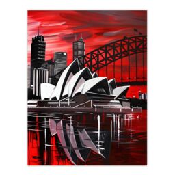 "Artery8 Sydney Opera House Dramatic Red Black NSW Wall Art Print - Size: W12"" x H16""" - thumbnail 1