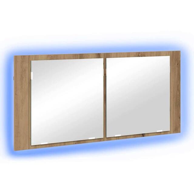 Berkfield Home LED Mirror Cabinet Artisan Oak 100x12x45 cm Engineered Wood in Brown - Size: 100 x 12 x 45 cm - image 1