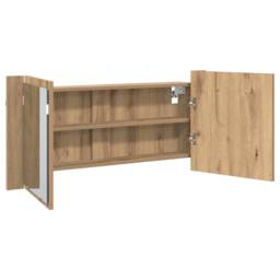 Berkfield Home LED Mirror Cabinet Artisan Oak 100x12x45 cm Engineered Wood in Brown - Size: 100 x 12 x 45 cm - thumbnail 6