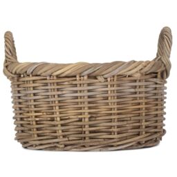 Red Hamper Rattan Small Oval Rattan Storage Basket With Cordura Lining in Brown - thumbnail 3