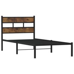 Berkfield Home Metal Bed Frame without Mattress Smoked Oak 80x200 cm in Brown - thumbnail 3
