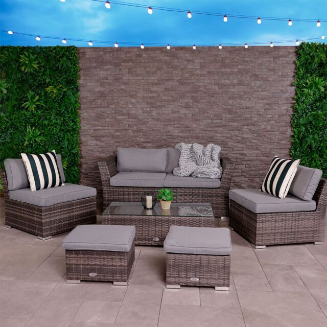 Charles Bentley St Tropez Rattan Lounge Set - Outdoor Space Saving Furniture in Grey - image 1
