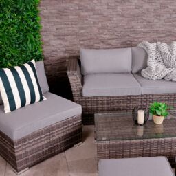 Charles Bentley St Tropez Rattan Lounge Set - Outdoor Space Saving Furniture in Grey - thumbnail 2