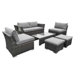 Charles Bentley St Tropez Rattan Lounge Set - Outdoor Space Saving Furniture in Grey - thumbnail 5