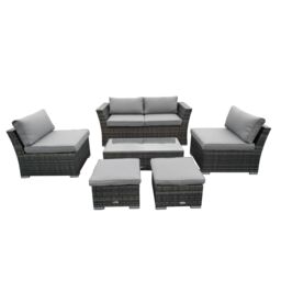 Charles Bentley St Tropez Rattan Lounge Set - Outdoor Space Saving Furniture in Grey - thumbnail 6