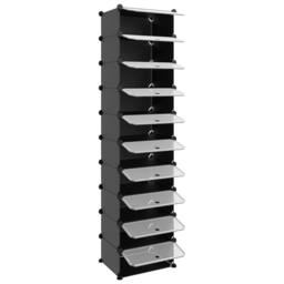 Berkfield Home Shoe Rack Black 44x32x174 cm PP - Size: 44 x 32 x 174 cm - thumbnail 6
