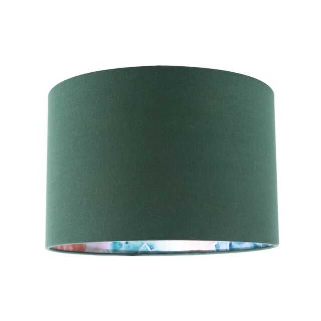 Happy Homewares Chic Emerald Green Linen Lamp Shade with Moroccan Scale Pattern Lining - Size: 12 inches - image 1