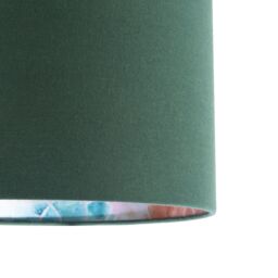 Happy Homewares Chic Emerald Green Linen Lamp Shade with Moroccan Scale Pattern Lining - Size: 12 inches - thumbnail 3