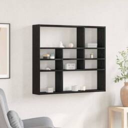 Berkfield Home Wall Shelf Black Oak 90x16x78 cm Engineered Wood - Size: 90 x 16 x 78 cm - thumbnail 2