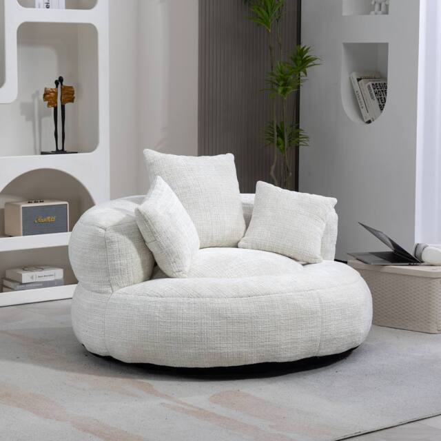 Direct Wicker Lazy Sofa, Durable Comfort High Back Chenille Bean Bag Chair Couch in Beige - Size: 1 Pack - image 1