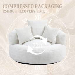 Direct Wicker Lazy Sofa, Durable Comfort High Back Chenille Bean Bag Chair Couch in Beige - Size: 1 Pack - thumbnail 5