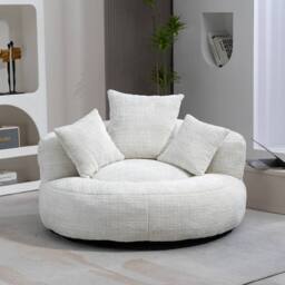 Direct Wicker Lazy Sofa, Durable Comfort High Back Chenille Bean Bag Chair Couch in Beige - Size: 1 Pack - thumbnail 8