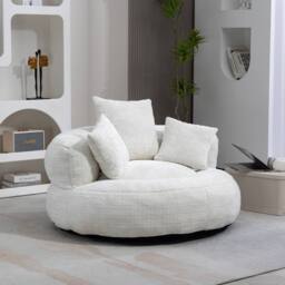 Direct Wicker Lazy Sofa, Durable Comfort High Back Chenille Bean Bag Chair Couch in Beige - Size: 1 Pack