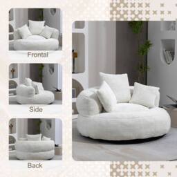 Direct Wicker Lazy Sofa, Durable Comfort High Back Chenille Bean Bag Chair Couch in Beige - Size: 1 Pack - thumbnail 7