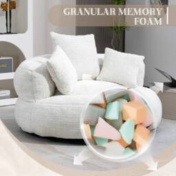 Direct Wicker Lazy Sofa, Durable Comfort High Back Chenille Bean Bag Chair Couch in Beige - Size: 1 Pack - thumbnail 4