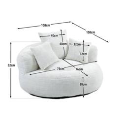 Direct Wicker Lazy Sofa, Durable Comfort High Back Chenille Bean Bag Chair Couch in Beige - Size: 1 Pack - thumbnail 2