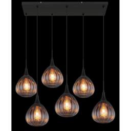 Netlighting Olsen Cluster Pendant Matt Black Smoke Glass Shade 6x E27 - thumbnail 5